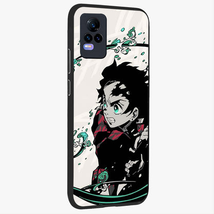 Demon Slayer Glass Case upright view showcasing powerful anime artwork with intense warrior theme.