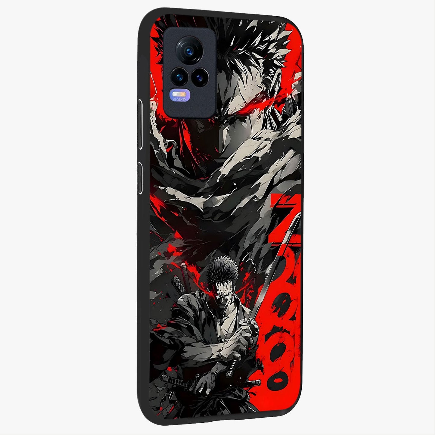Demon Sword Resolve Glass Case upright view showcasing dramatic warrior artwork with intense battle theme.