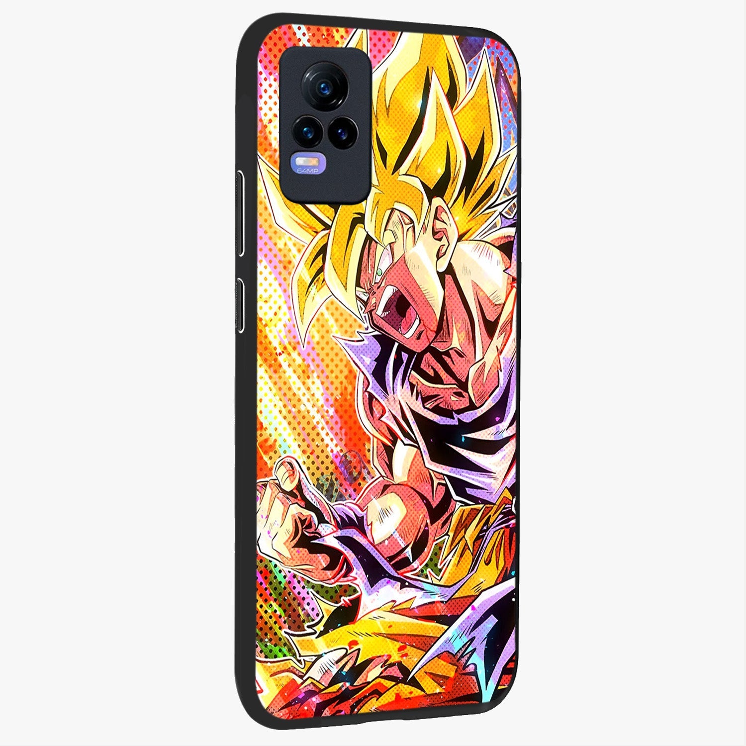 Firing Goku Glass Case upright view showcasing energetic anime artwork with bold warrior theme.