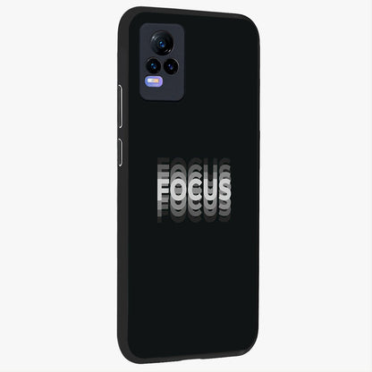 Focus Mode On Glass Case upright view showcasing strong typography statement with sleek motivational theme.