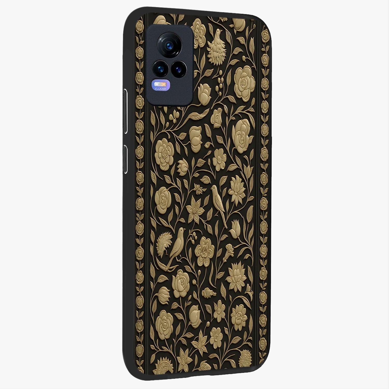 Golden Evil Eye Mandala Glass Case upright view showcasing decorative evil eye mandala artwork with spiritual aesthetic style.