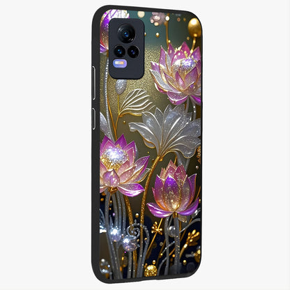 Golden Floral Majesty Glass Case upright view showcasing majestic floral artwork with rich decorative theme.