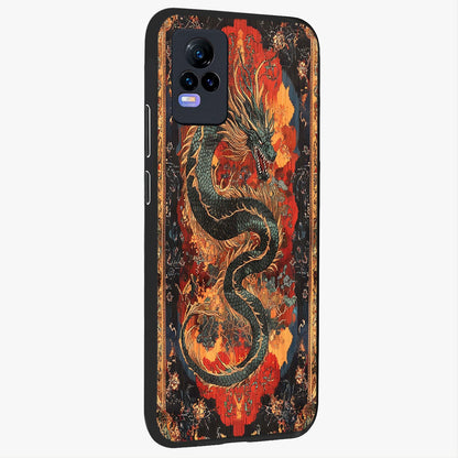 Inferno Dragon Soul Glass Case upright view showcasing intense dragon artwork with fantasy fire theme.