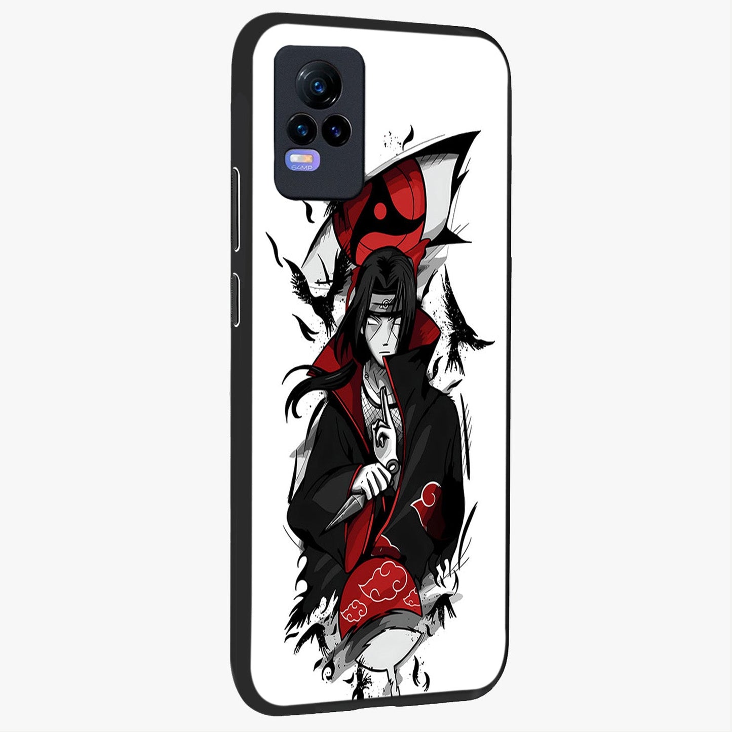 Itachi Limited Edition Naruto Anime Glass Case upright view showcasing intense anime artwork with powerful character theme.