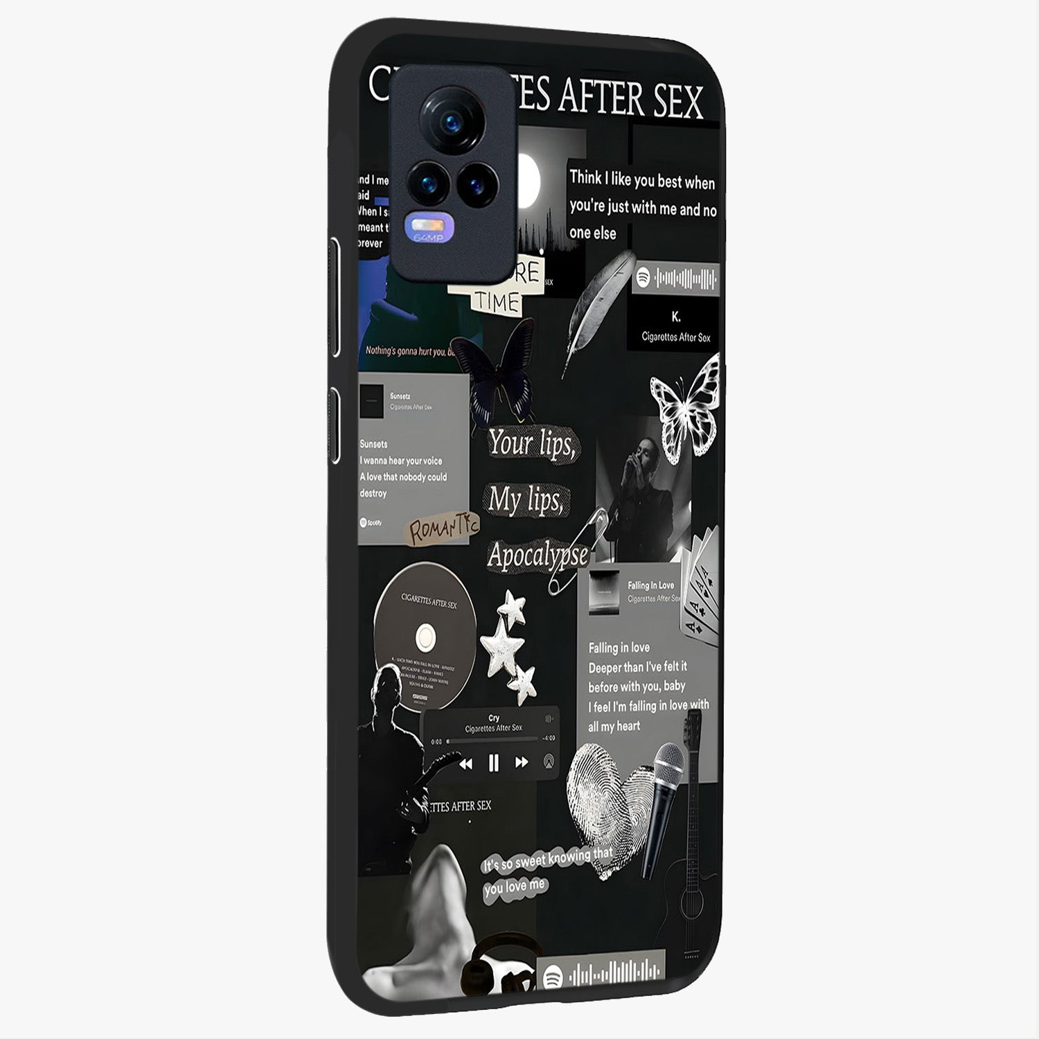 Midnight Love Echo Glass Case upright view showcasing expressive romantic artwork with dreamy midnight theme.