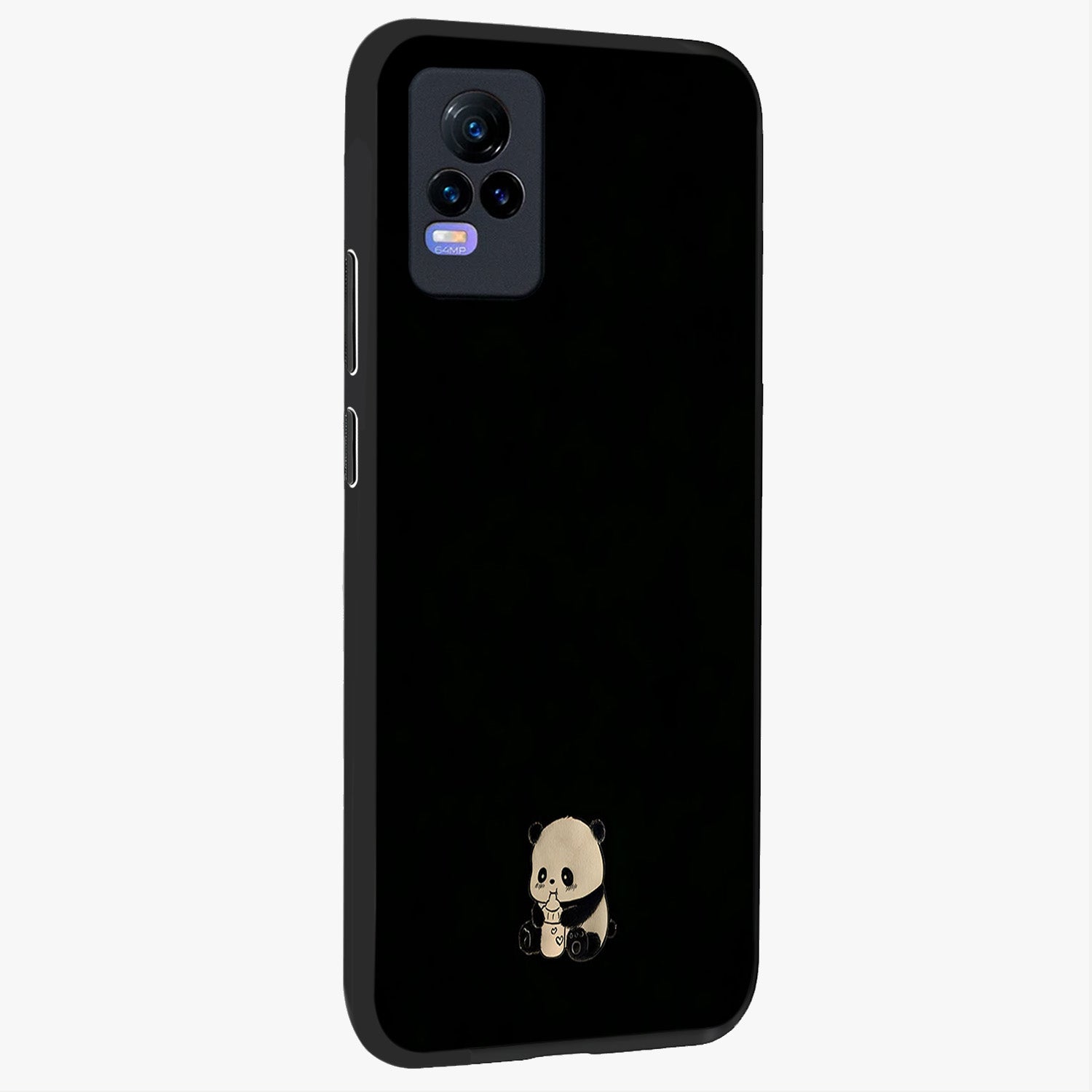 Midnight Panda Love Glass Case upright view showcasing charming panda artwork with playful romantic theme.