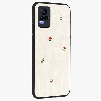 Minimalistic Blue With White Flower Pattern Glass Case upright view showcasing clean white flower artwork with calming blue theme.