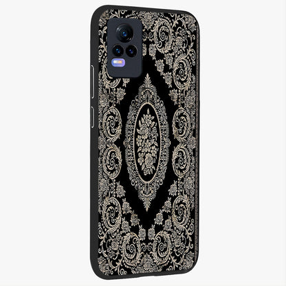 Noir Bloom Elegance Glass Case upright view showcasing graceful floral artwork with luxurious dark theme.
