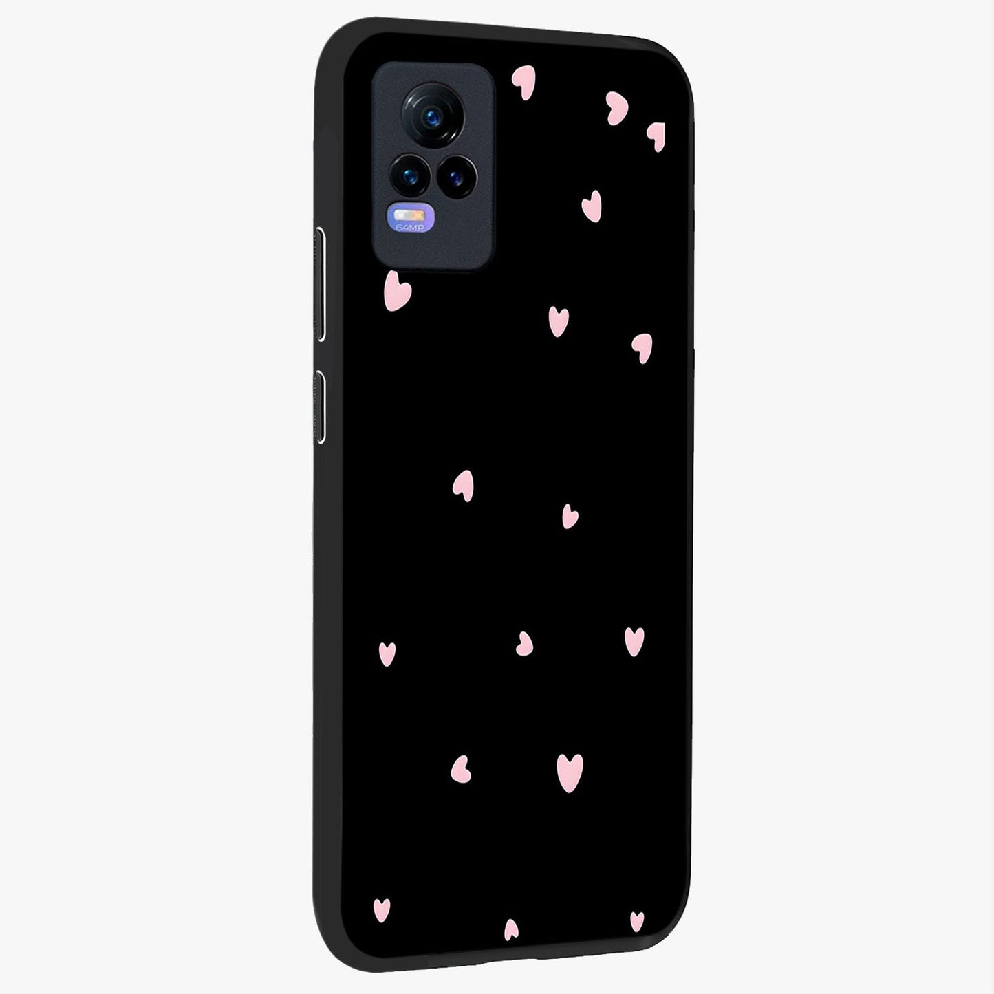 Pink Love Drops Glass Case upright view showcasing charming heart drop artwork with romantic playful theme.