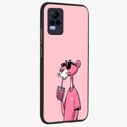 Pink Panther Glass Case upright view showcasing fun animated artwork with stylish retro cartoon theme.