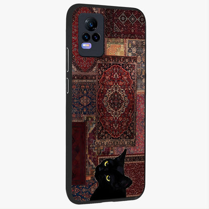 Regal Magic Cat Apple Glass Case upright view showcasing charming cat artwork with playful magical theme.