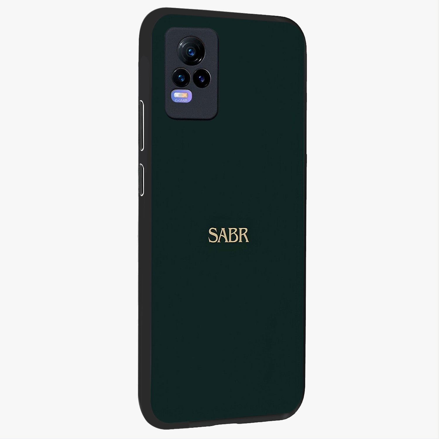Sabr Minimal Patience Glass Case upright view showcasing calm minimalist artwork with motivational patience theme.