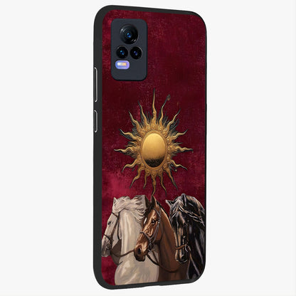 Solar Riders Glass Case upright view showcasing energetic rider artwork with bold adventure theme.