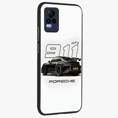 Turbo Legacy Icon Glass Case upright view showcasing bold racing inspired artwork with classic car theme.