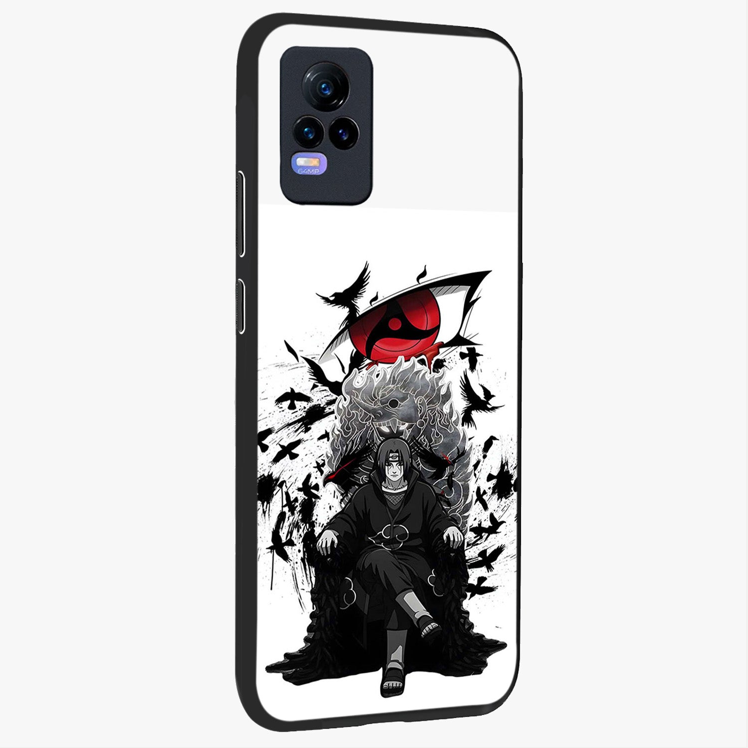 Uchiha Shadow Throne Glass Case upright view showcasing magical underwater galaxy artwork with vibrant cosmic theme.