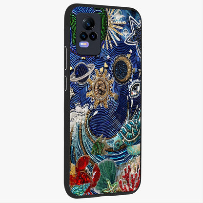 Universe Underwater Spark Glass Case upright view showcasing magical underwater galaxy artwork with vibrant cosmic theme.