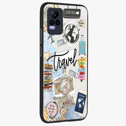 Wanderlust Journal Glass Case upright view showcasing wanderlust inspired artwork with creative exploration theme.