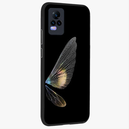 Whispers Of Wings Glass Case upright view showcasing elegant wing artwork with light airy theme.