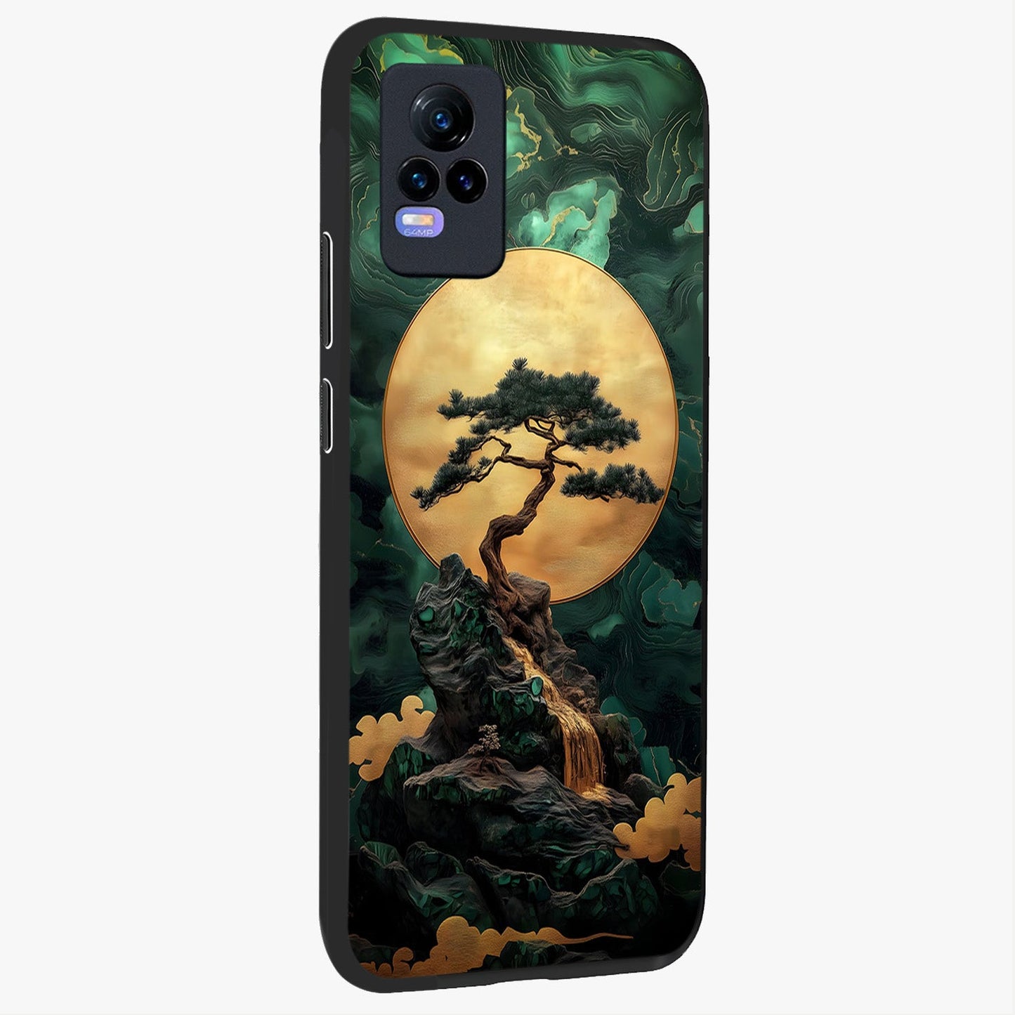 Zen Moon Rise Glass Case upright view showcasing serene moon artwork with tranquil night theme.