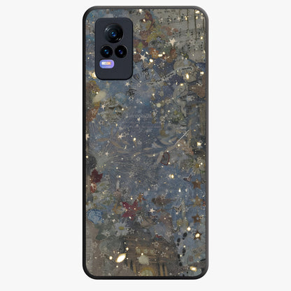 Aesthetic Astrolophia Glass Case showing flat back view with dreamy aesthetic design and glossy glass finish.