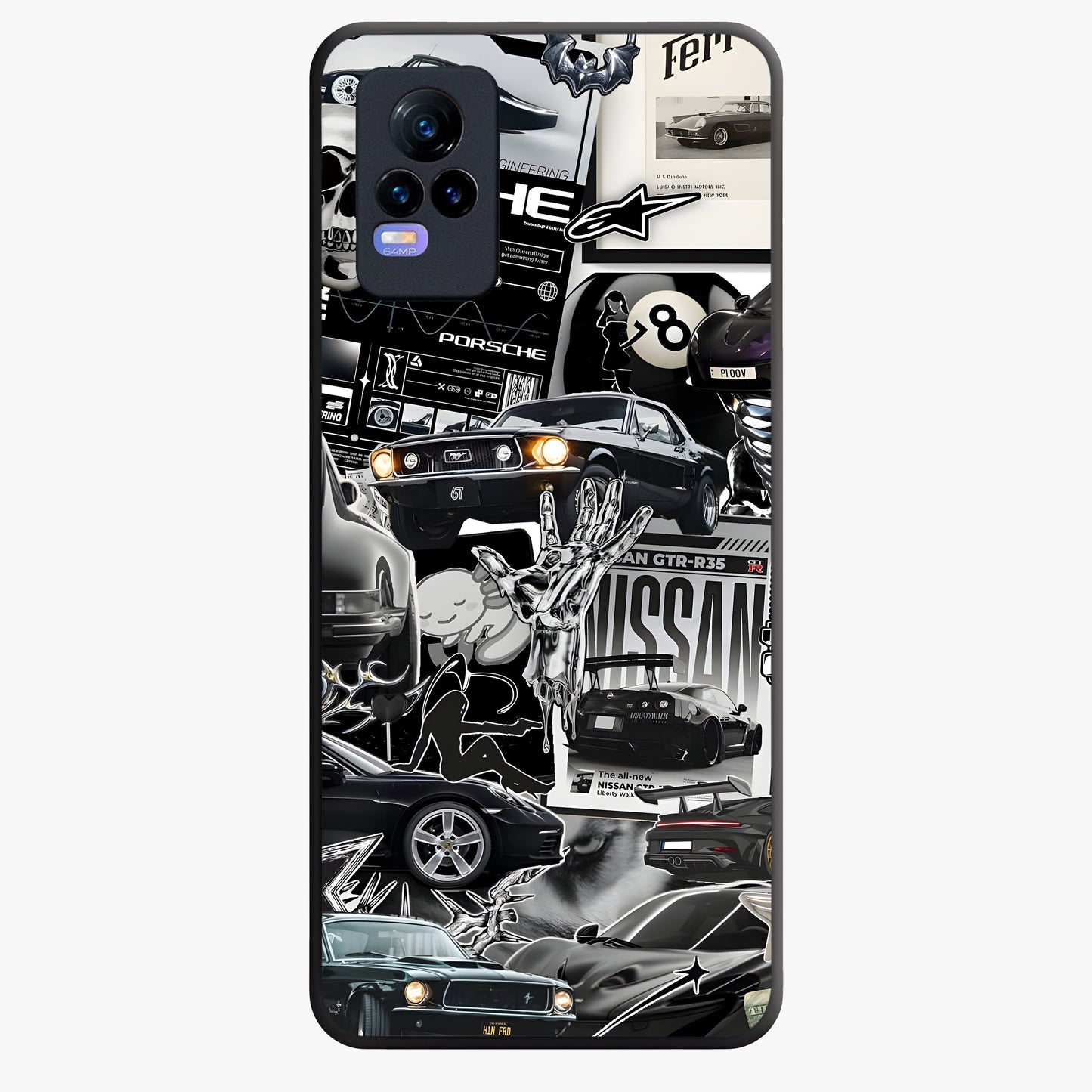 Aesthetic Dark Love Glass Case showing flat back view with dark romantic artwork and glossy glass finish.