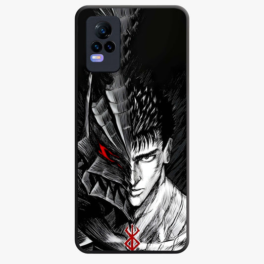 Berserker Blood Oath Glass Case showing flat back view with fierce warrior inspired artwork and glossy glass finish.