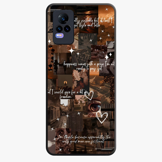 Bittersweet Aesthetic Chaos Glass Case showing flat back view with artistic chaotic aesthetic design and glossy glass finish.