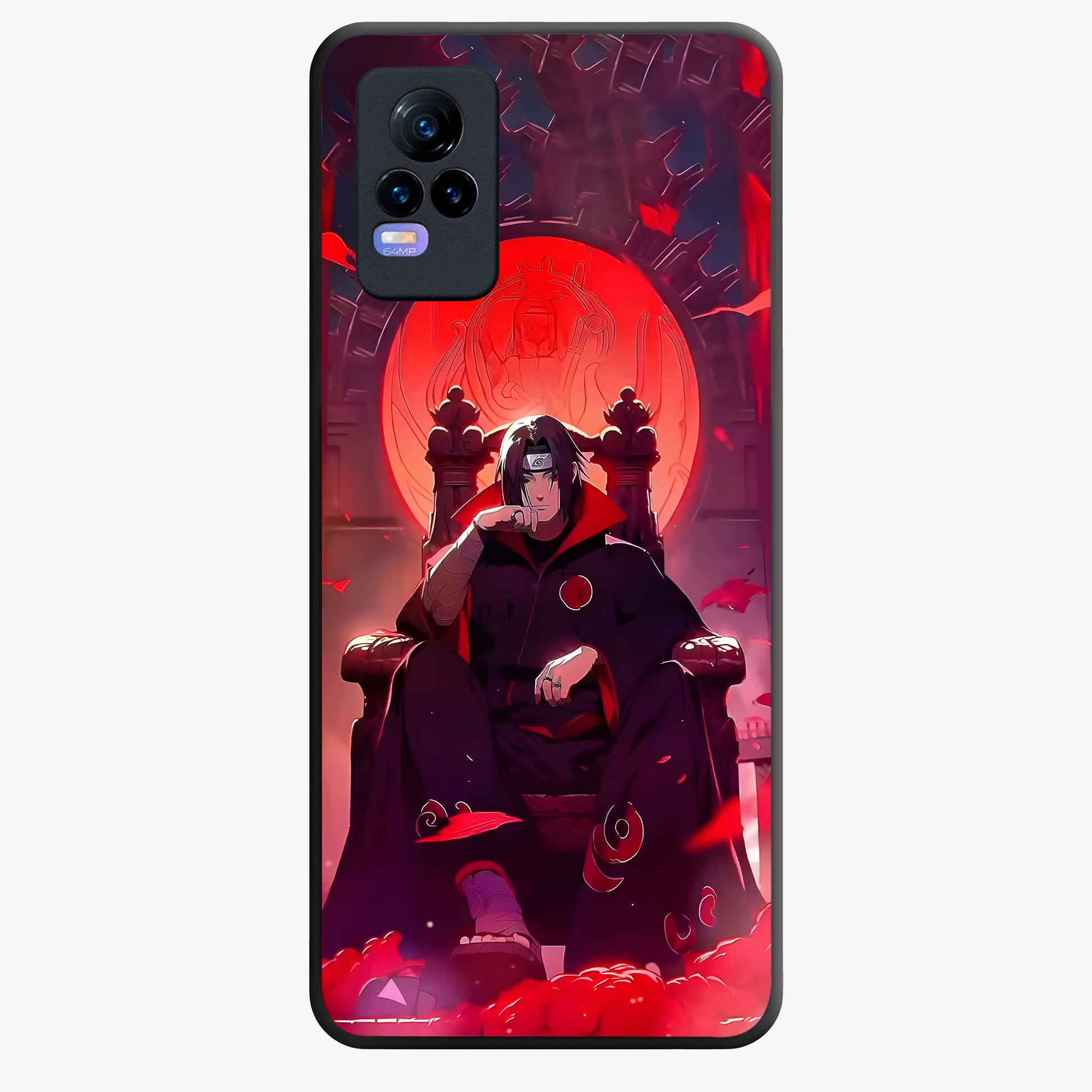 Blood Moon Sovereign Glass Case showing flat back view with mystical blood moon artwork and glossy glass finish.