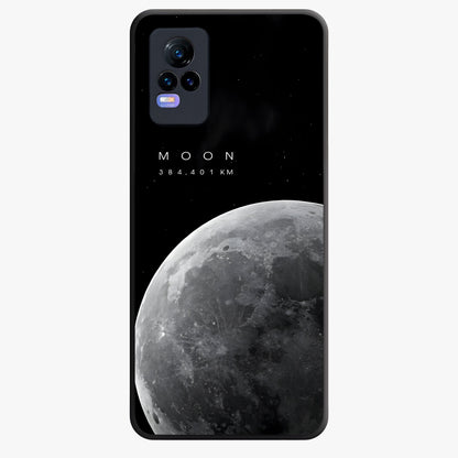 Cosmic Moon Glow Glass Case showing flat back view with glowing moon artwork and glossy glass finish.
