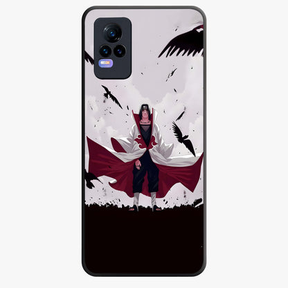 Crimson Crow Ascension Glass Case showing flat back view with mystical crow artwork and glossy glass finish.