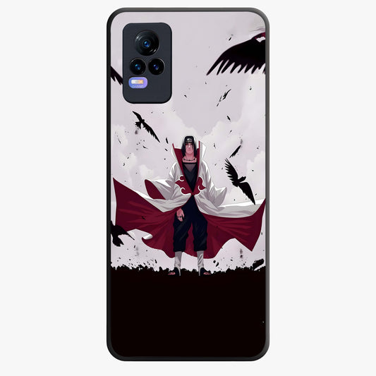 Crimson Crow Ascension Glass Case showing flat back view with mystical crow artwork and glossy glass finish.