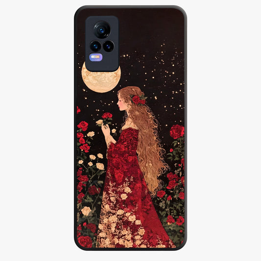 Crimson Dreams Glass Case showing flat back view with dreamy crimson artwork and glossy glass finish.