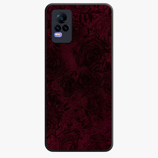 Crimson Fade Flow Glass Case showing flat back view with flowing crimson gradient artwork and glossy glass finish.