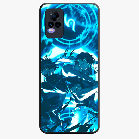 Cursed Energy Clash Glass Case showing flat back view with intense cursed energy artwork and glossy glass finish.