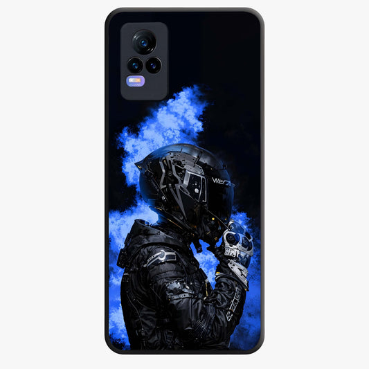 Cyber Sentinel Protocol Glass Case showing flat back view with futuristic cyber themed artwork and glossy glass finish.