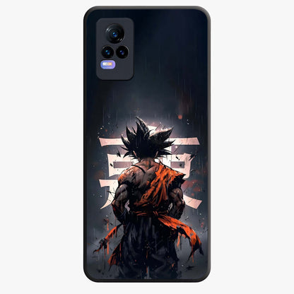 Dark Warrior In Rain Glass Case showing flat back view with warrior artwork in rainy atmosphere and glossy glass finish.