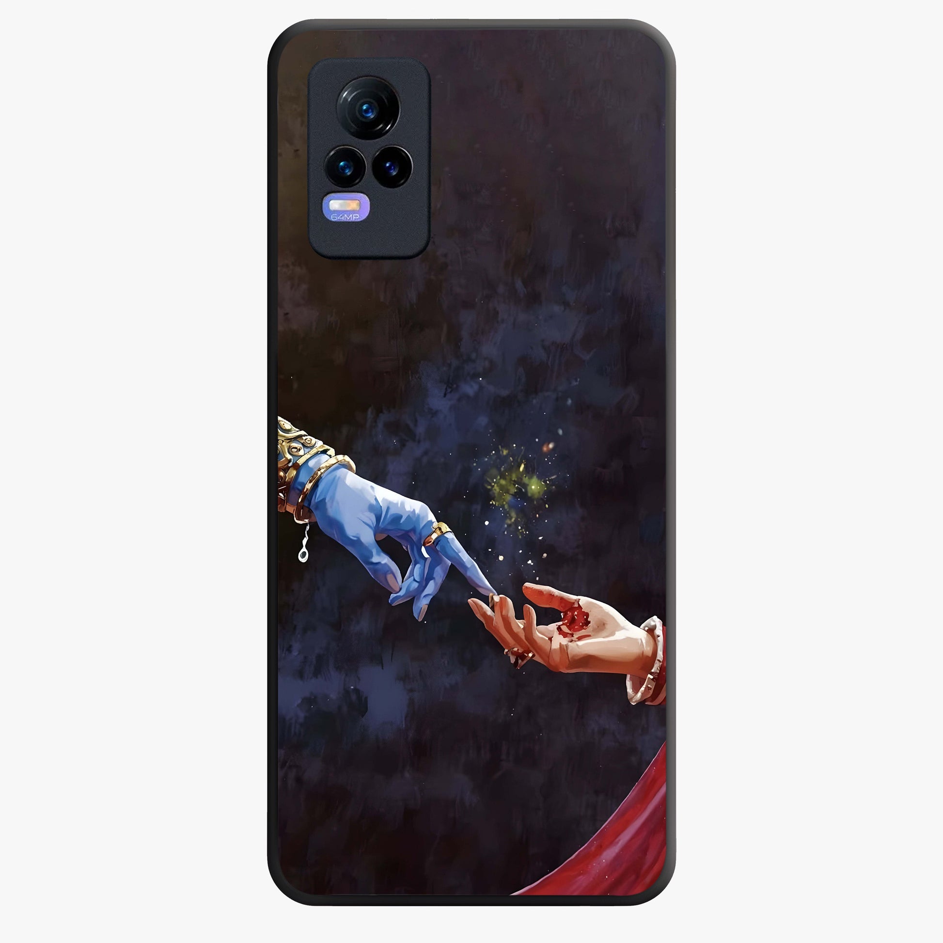 Divine Touch Eternal Glass Case showing flat back view with spiritual themed artwork and glossy glass finish.