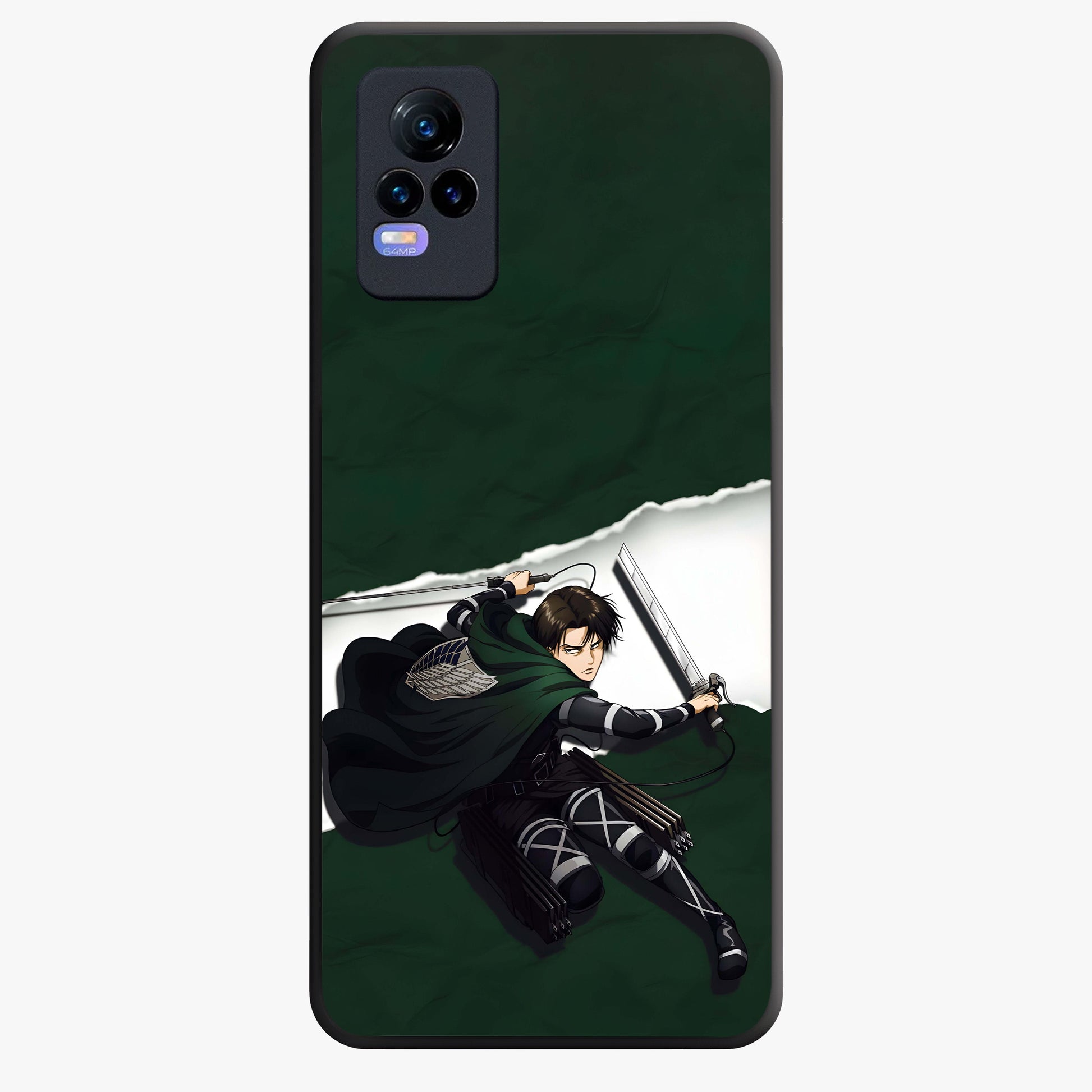 Emerald War Vanguard Glass Case showing flat back view with powerful warrior themed artwork and glossy glass finish.