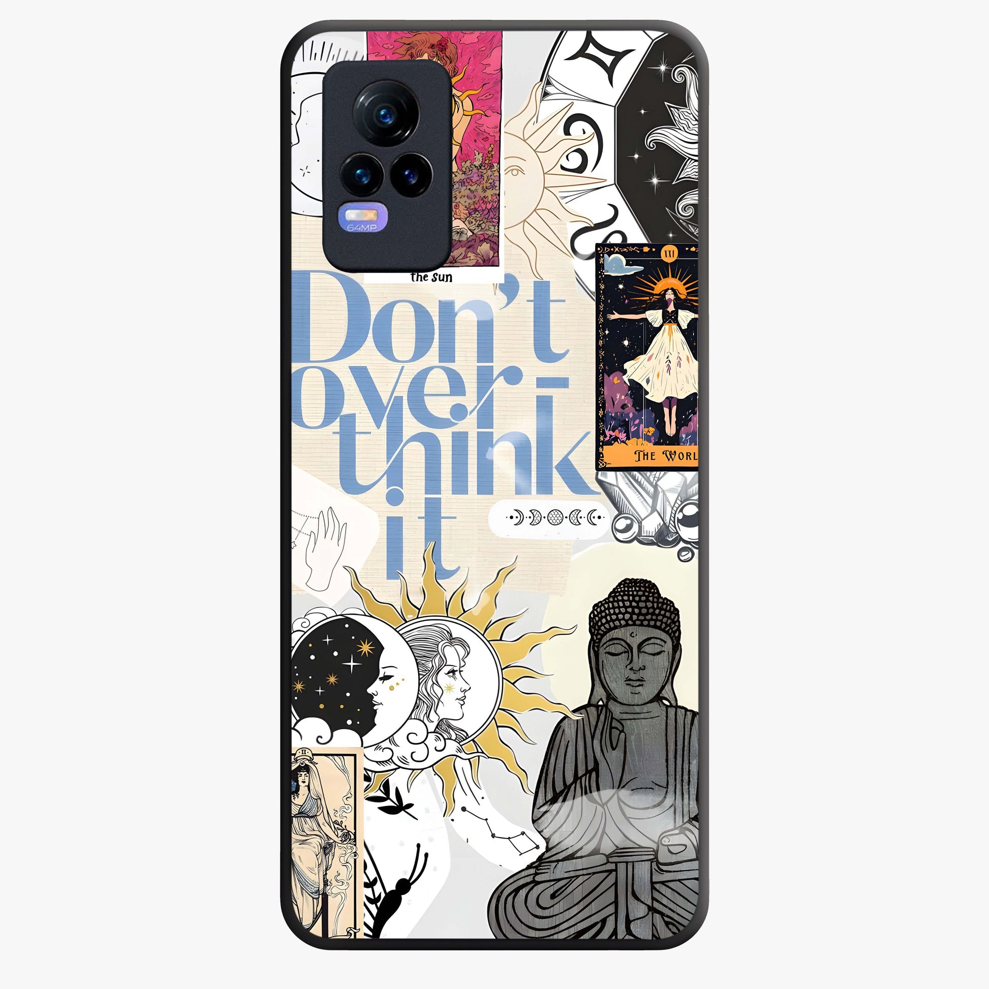 Ethereal Thoughts Glass Case showing flat back view with dreamy artistic artwork and glossy glass finish.
