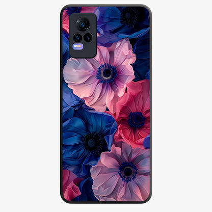 Flower Paper Art Pattern Glass Case showing flat back view with paper cut style floral artwork and glossy glass finish.