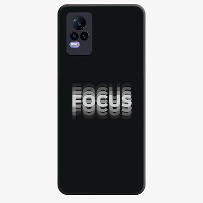 Focus Mode On Glass Case showing flat back view with bold motivational typography design and glossy glass finish.