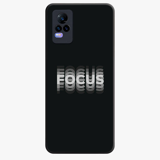 Focus Mode On Glass Case showing flat back view with bold motivational typography design and glossy glass finish.