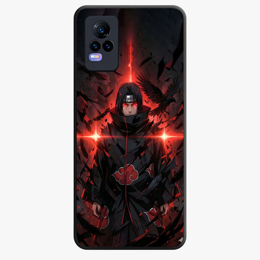 Focused Blade Discipline Glass Case showing flat back view with warrior sword themed artwork and glossy glass finish.