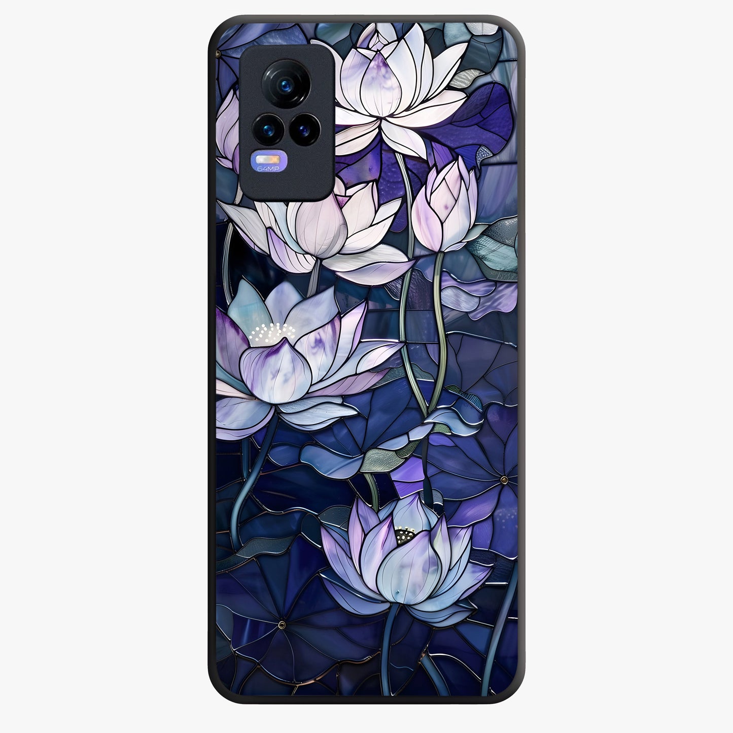 Gloss Petal Rush Glass Case showing flat back view with glossy flower petal artwork and smooth glass finish.