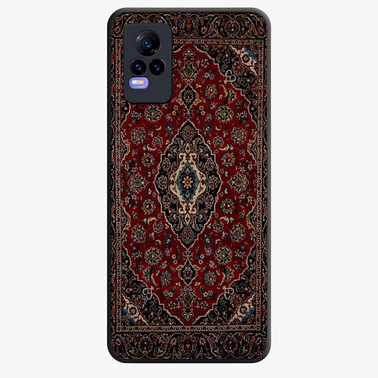 Heritage Carpet Royale Glass Case showing flat back view with ornate Persian carpet inspired pattern and glossy glass finish.