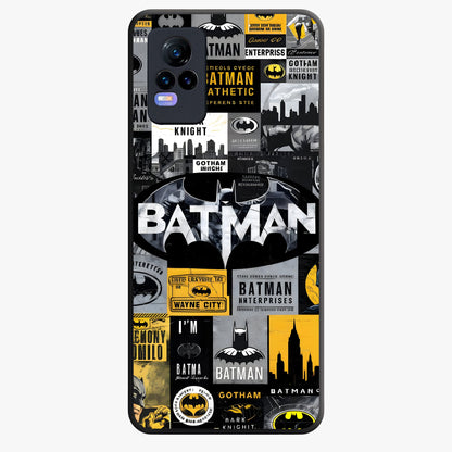 Knight Gotham Rise Glass Case showing flat back view with dark hero inspired artwork and glossy glass finish.