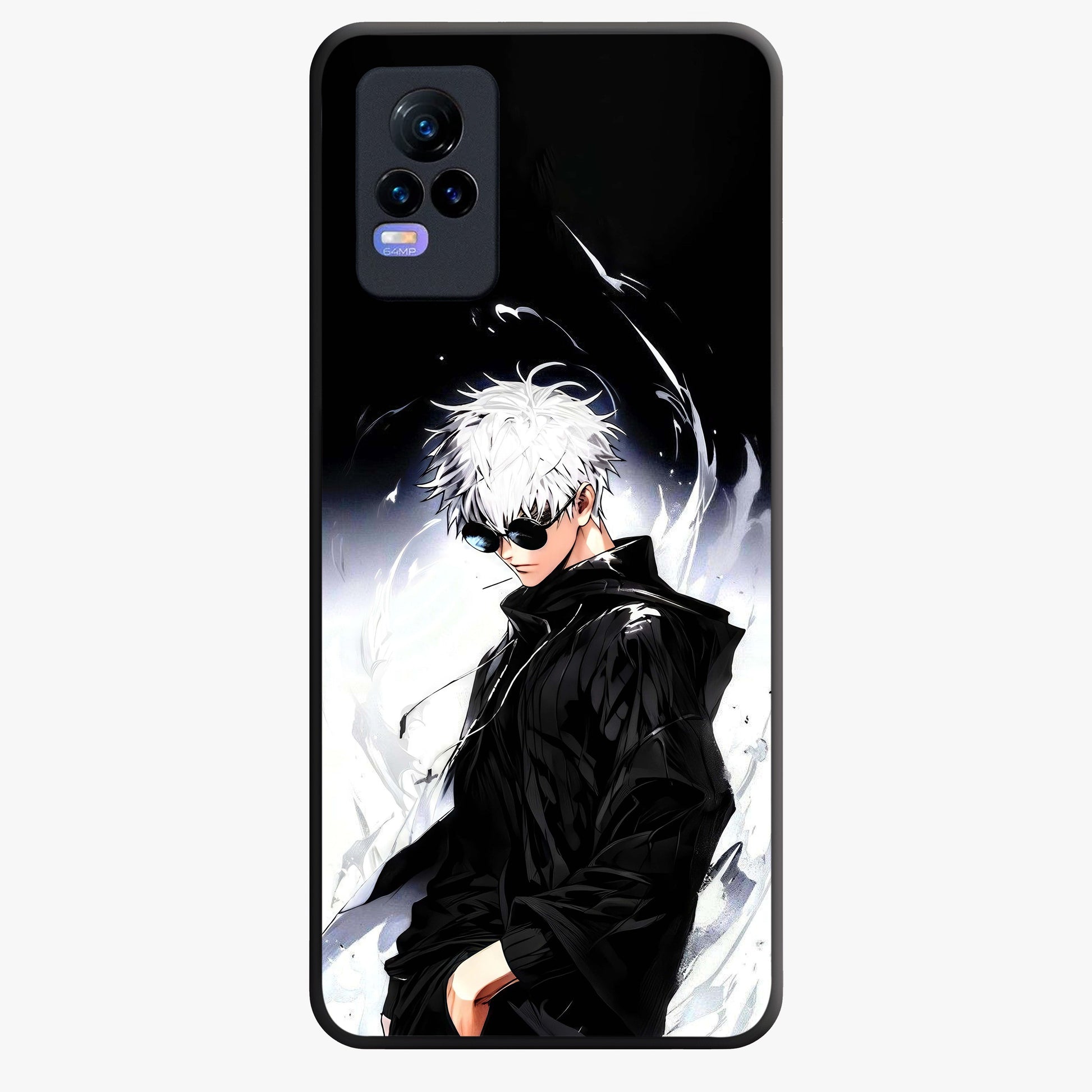 Limitless Shadow King Glass Case showing flat back view with powerful shadow warrior artwork and glossy glass finish.