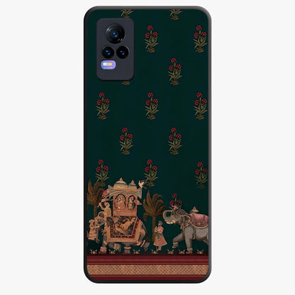 Macmerise Glass Case showing flat back view with stylish modern artwork and glossy glass finish.