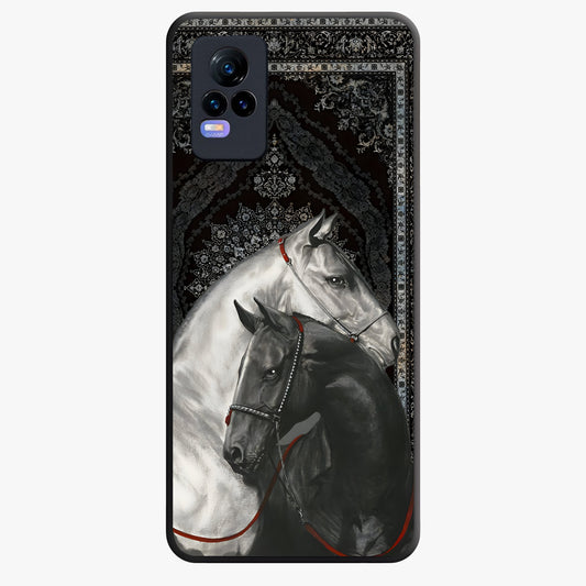 Majestic Ride Legacy Glass Case showing flat back view with powerful automotive inspired artwork and glossy glass finish.