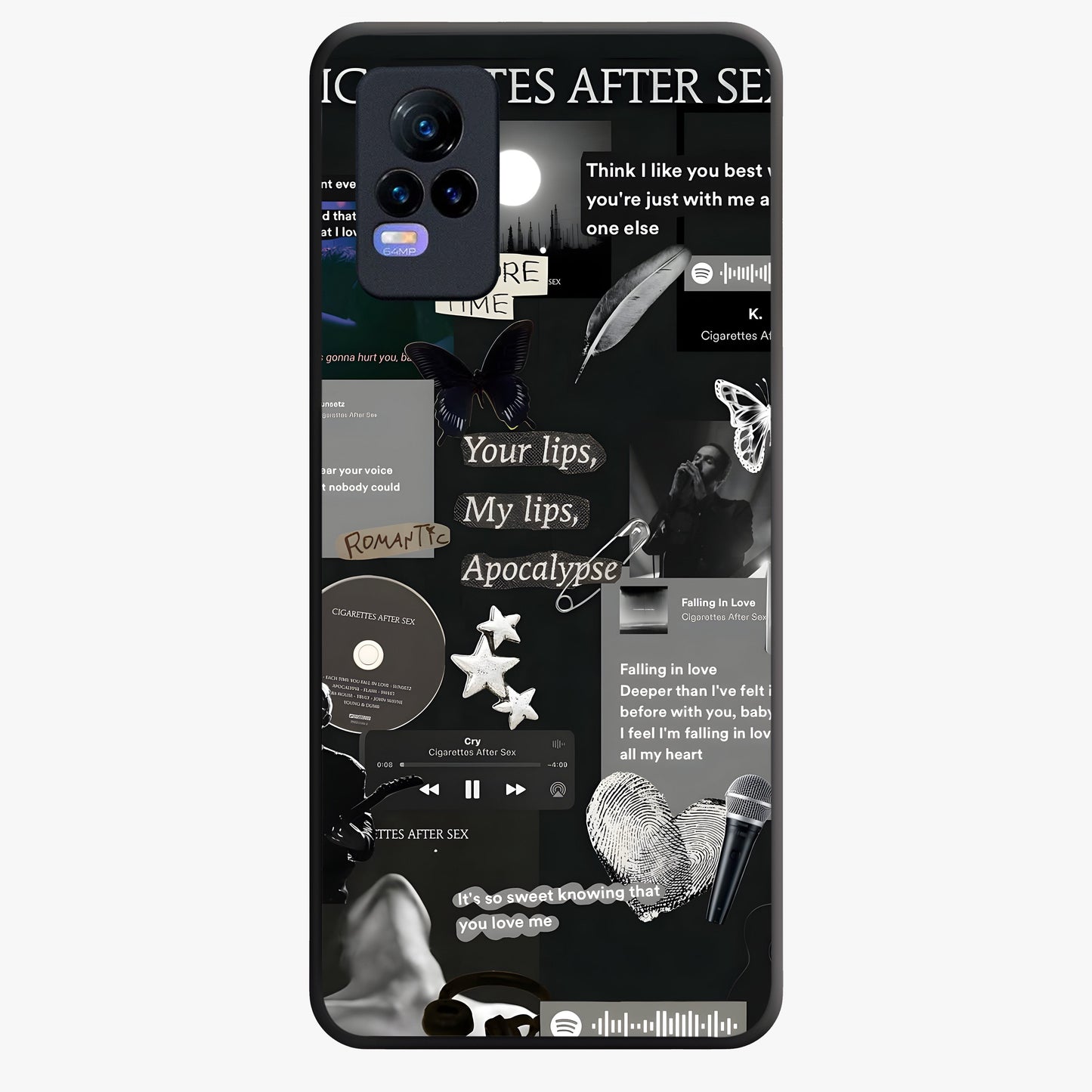 Midnight Love Echo Glass Case showing flat back view with romantic midnight themed artwork and glossy glass finish.